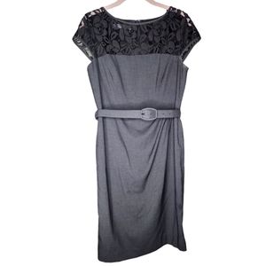 Anne Klein Grey Sheath Dress with Belt Sz 6